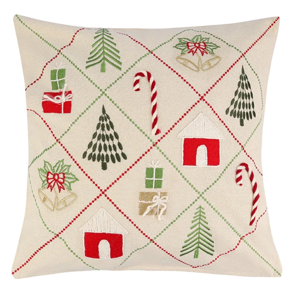 Чехол на подушку Tkano New Year Essential Christmas dreams, 45х45 см, 100% хлопок, люрекс, беж