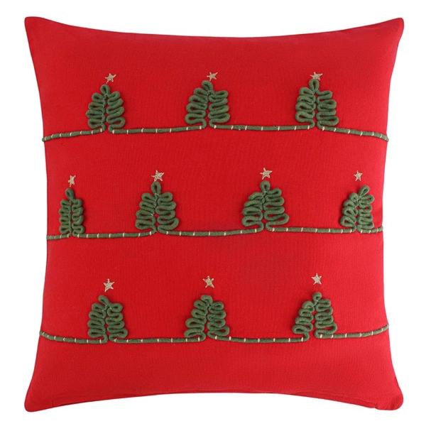 Чехол на подушку Tkano New Year Essential Christmas forest , 45х45 см, 100% хлопок, красный