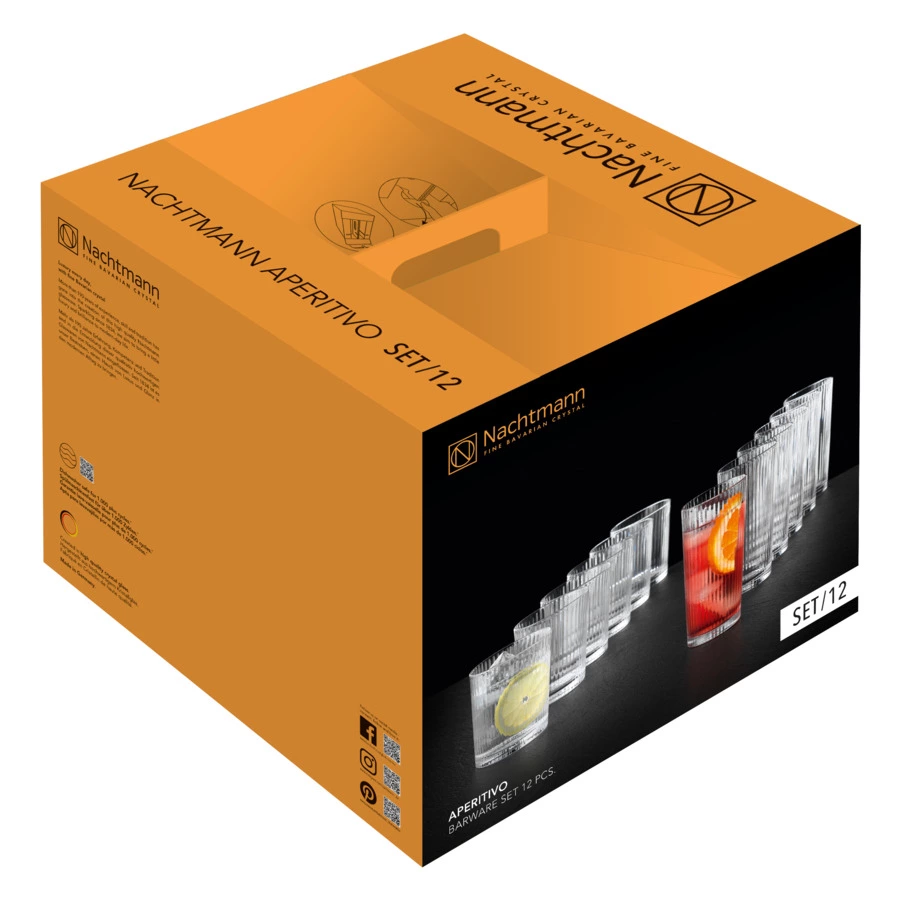 Набор 12-ти стаканов Nachtmann Aperitivo 395мл, 370мл, бессвинцовый хрусталь, п/к