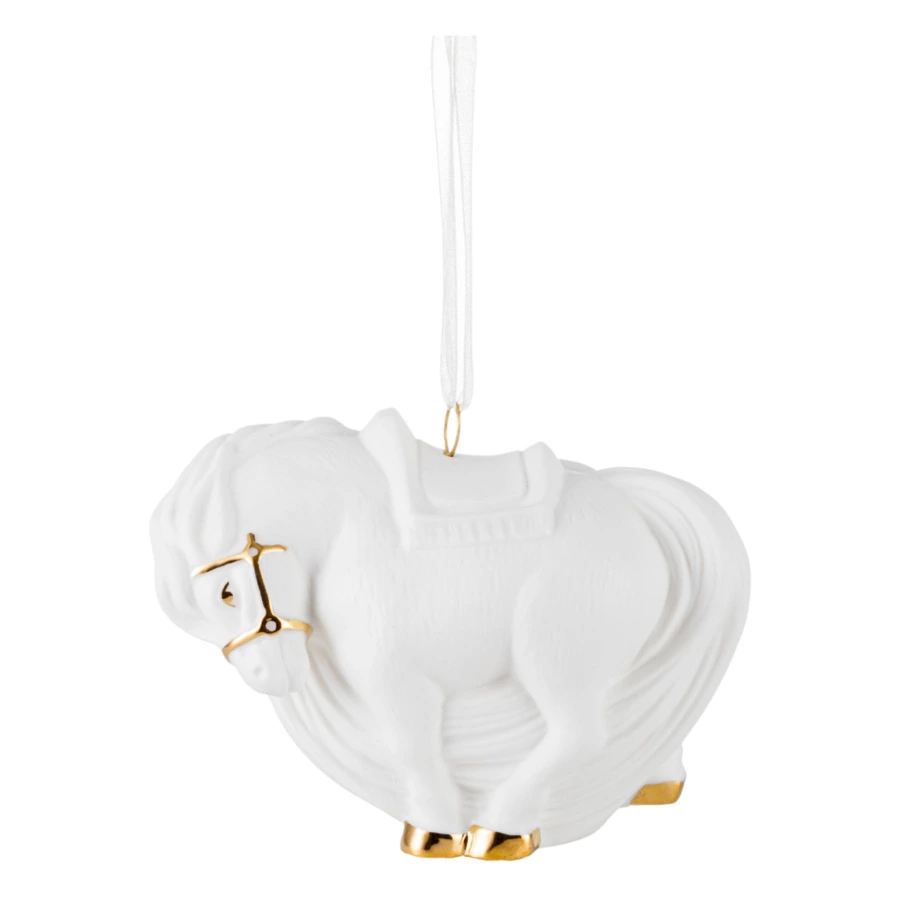 Елочное украшение Rupor Шар Лошадь 11х6х8,5 см, фарфор костяной, белое, п/к