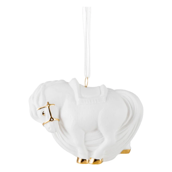 Елочное украшение Rupor Шар Лошадь 11х6х8,5 см, фарфор костяной, белое, п/к