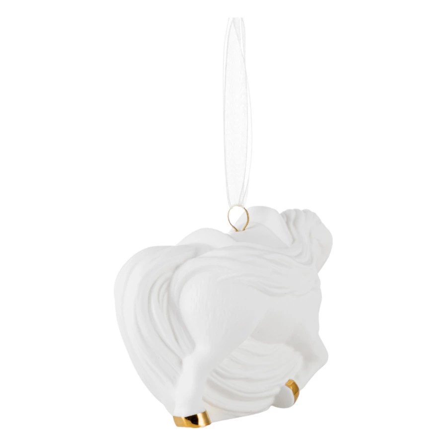 Елочное украшение Rupor Шар Лошадь 11х6х8,5 см, фарфор костяной, белое, п/к
