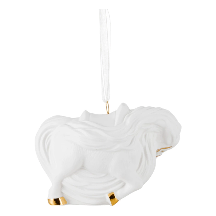 Елочное украшение Rupor Шар Лошадь 11х6х8,5 см, фарфор костяной, белое, п/к