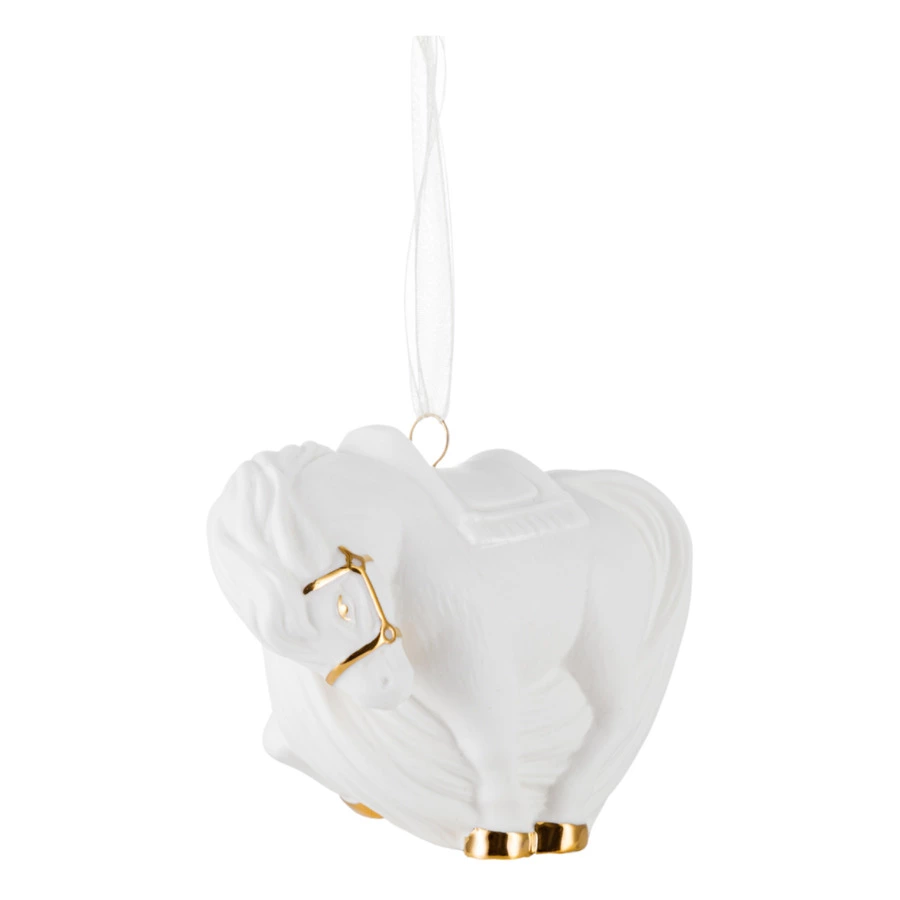 Елочное украшение Rupor Шар Лошадь 11х6х8,5 см, фарфор костяной, белое, п/к