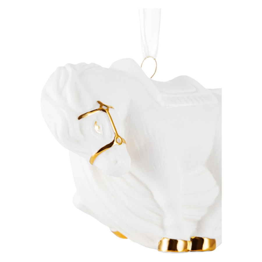 Елочное украшение Rupor Шар Лошадь 11х6х8,5 см, фарфор костяной, белое, п/к