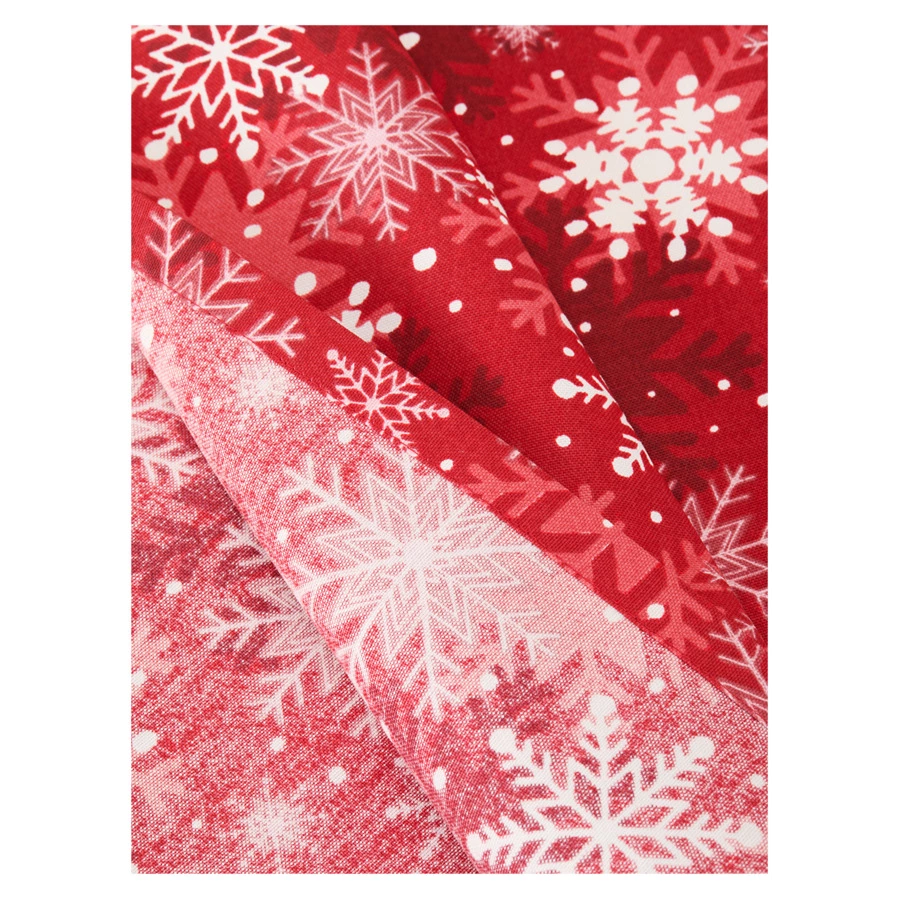 Скатерть прямоугольная Не в сервант Снежинки на красном 160х180 см, хлопок