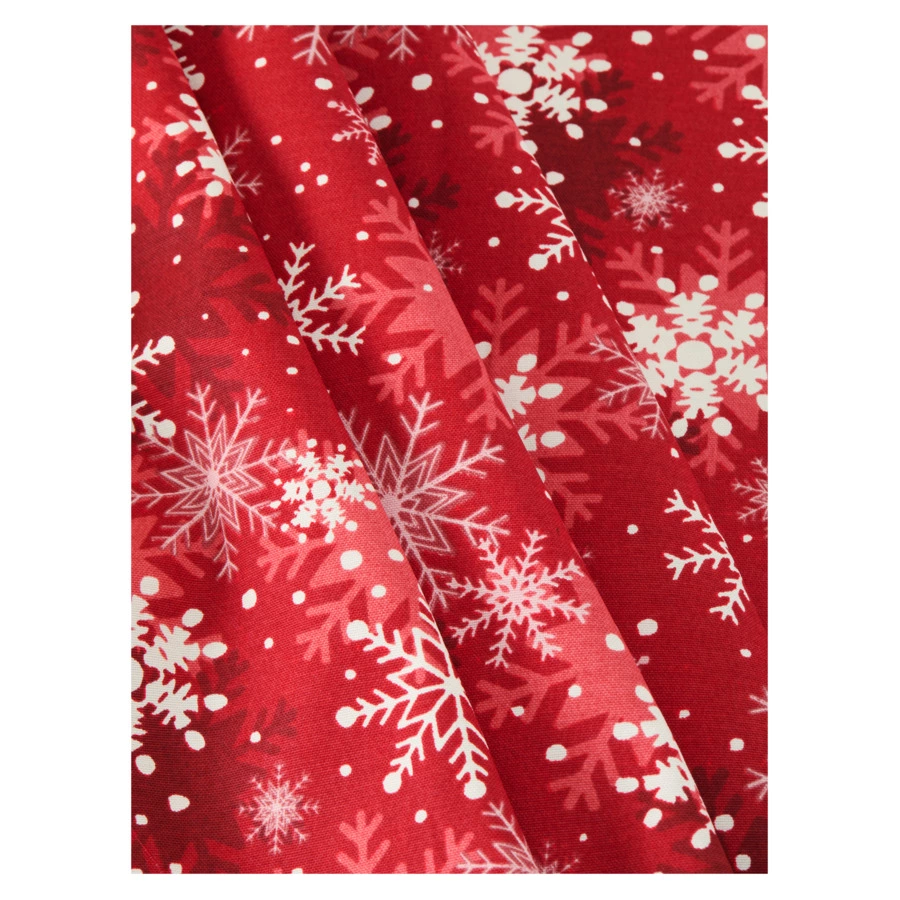 Скатерть овальная Не в сервант Снежинки на красном 160х250 см, хлопок