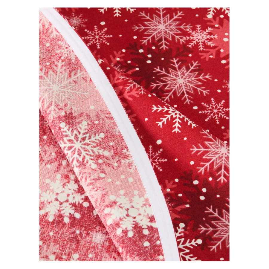 Скатерть овальная Не в сервант Снежинки на красном 160х250 см, хлопок