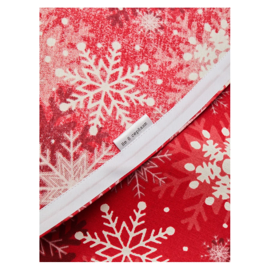 Скатерть круглая Не в сервант Снежинки на красном d140 см, хлопок