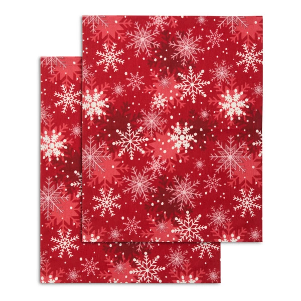 Набор салфеток однослойных Не в сервант Снежинки на красном 40х50 см, 2 шт, хлопок
