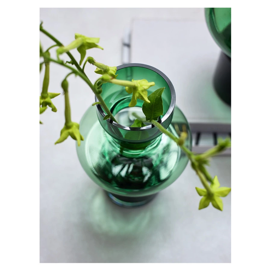 Ваза для цветов Bergenson Bjorn Florum, 30 см, стекло, изумрудная