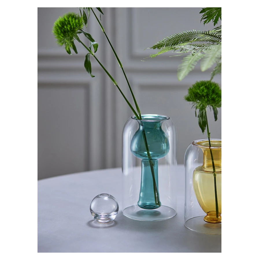 Ваза для цветов Bergenson Bjorn Muse, 20 см, стекло, бирюзовая