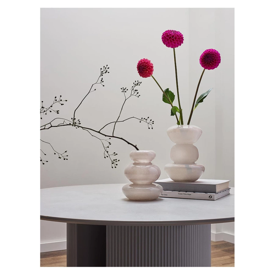 Ваза для цветов Bergenson Bjorn Riverstone, 20 см, стекло, жемчужно-серая