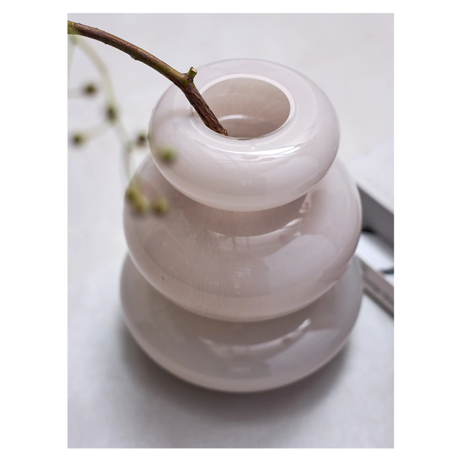 Ваза для цветов Bergenson Bjorn Riverstone, 20 см, стекло, жемчужно-серая