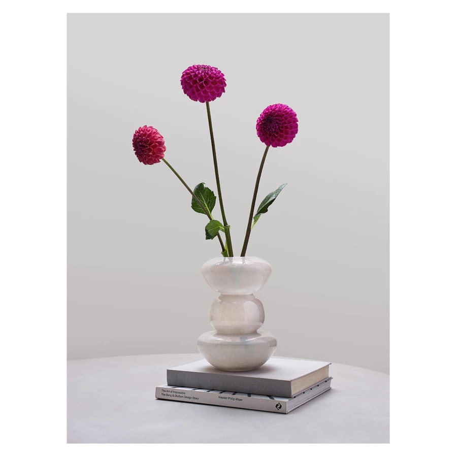 Ваза для цветов Bergenson Bjorn Riverstone, 25 см, стекло, жемчужно-серая