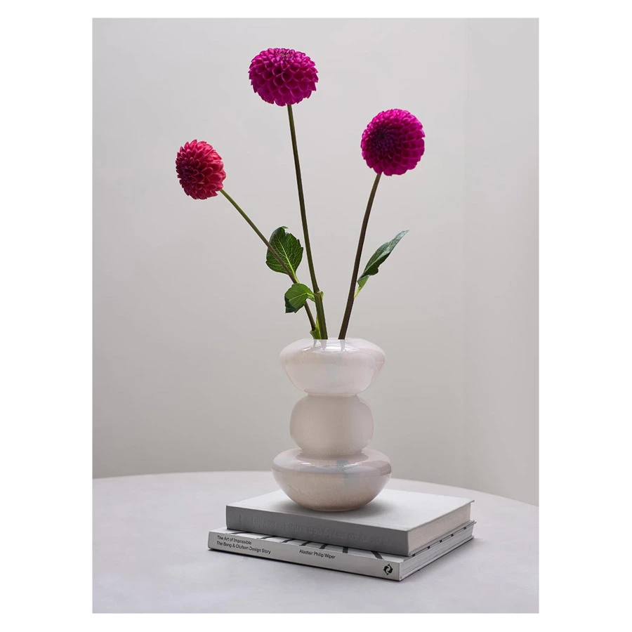 Ваза для цветов Bergenson Bjorn Riverstone, 25 см, стекло, жемчужно-серая