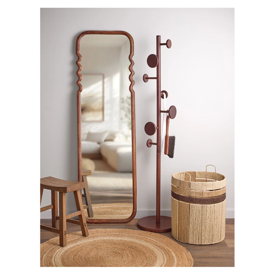 Зеркало Bergenson Bjorn Fluid, 54х180 см, коричневое, дерево манго