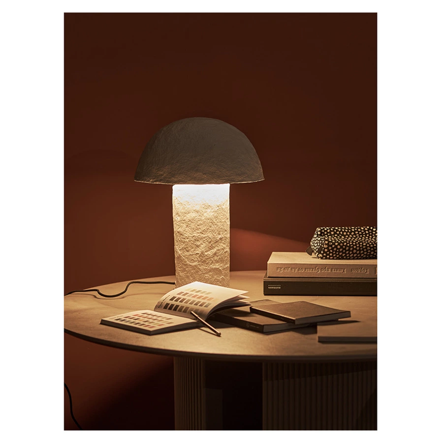 Лампа настольная Bergenson Bjorn Texture Sleek, D32х42 см, белая, папье-маше, металл