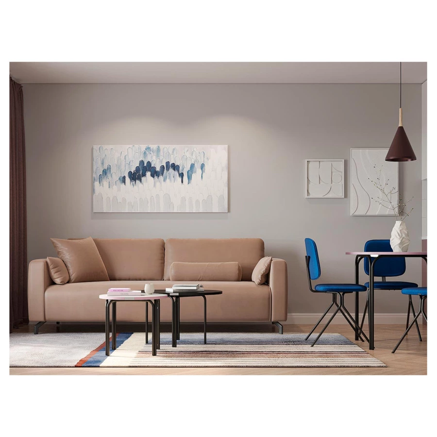 Панно декоративное Bergenson Bjorn с ручной росписью By Feel, 140х70 см, серо-голубое