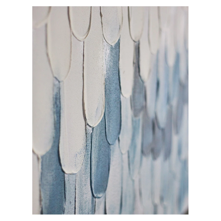 Панно декоративное Bergenson Bjorn с ручной росписью By Feel, 140х70 см, серо-голубое