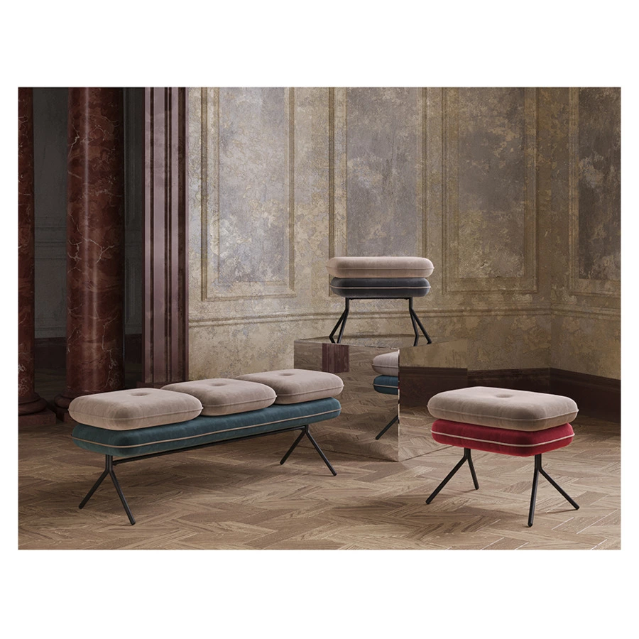 Пуф Bergenson Bjorn Pea, велюр, бежевый/темно-серый