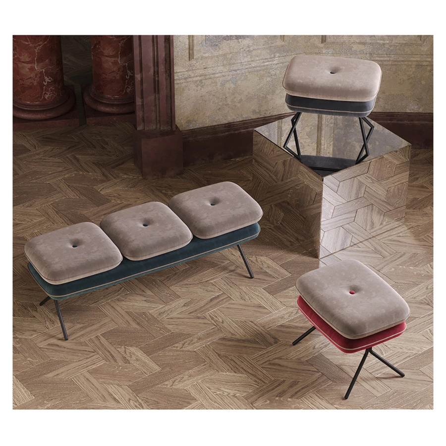 Пуф Bergenson Bjorn Pea, велюр, бежевый/темно-серый