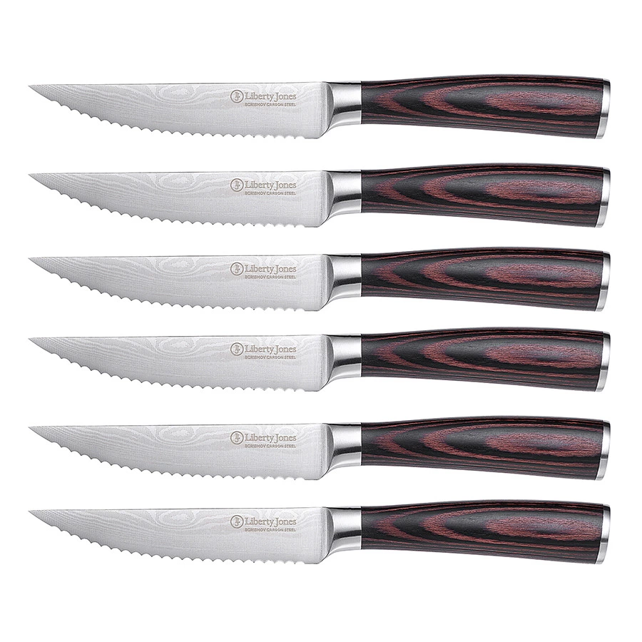 Набор ножей для стейка Liberty Jones Butcher, 11,5 см, 6 шт, сталь, дерево пакка