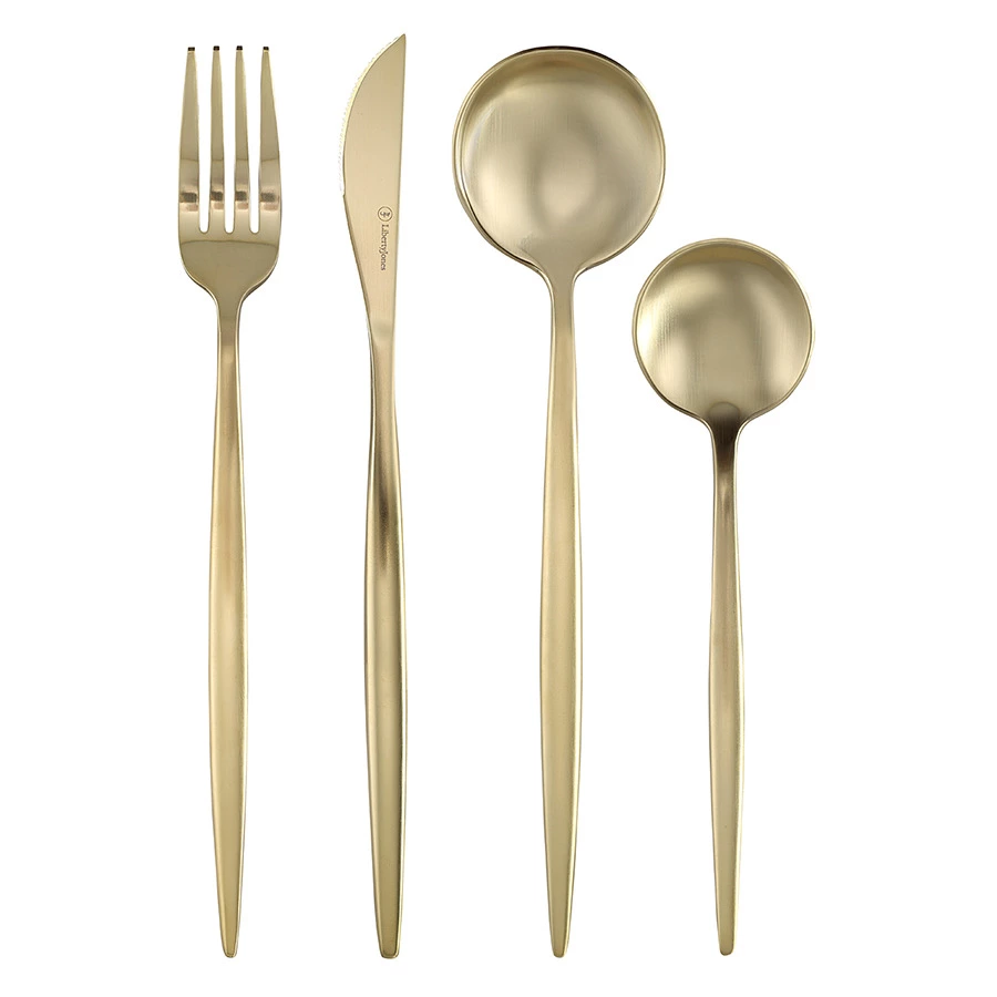 Набор столовых приборов Liberty Jones Globe на 4 персоны, 16 предметов, золотистые матовые
