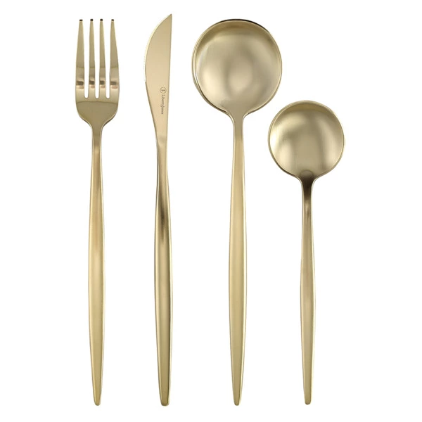 Набор столовых приборов Liberty Jones Globe на 4 персоны, 16 предметов, золотистые матовые