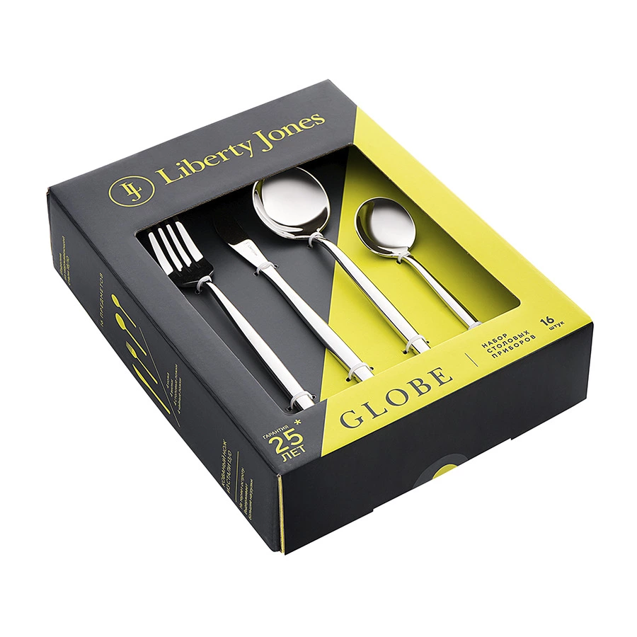 Набор столовых приборов Liberty Jones Globe на 4 персоны, 16 предметов, серебристые
