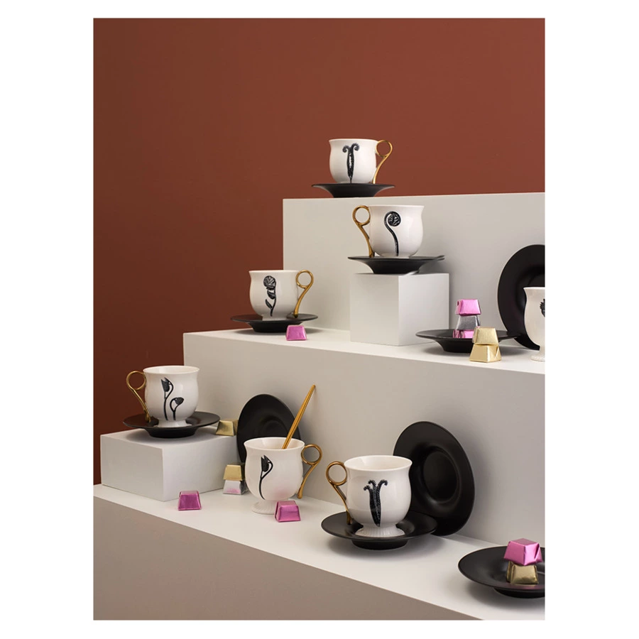 Чайная пара Liberty Jones Herbaria #2, 150 мл, фарфор, черно-белая