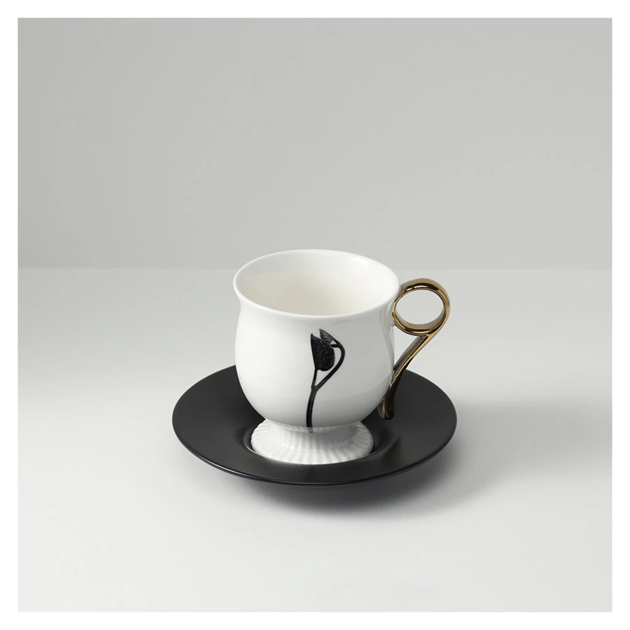 Чайная пара Liberty Jones Herbaria #2, 150 мл, фарфор, черно-белая