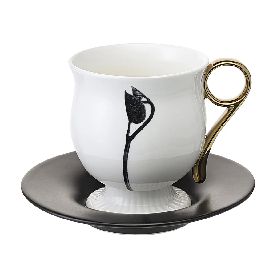 Чайная пара Liberty Jones Herbaria #2, 150 мл, фарфор, черно-белая