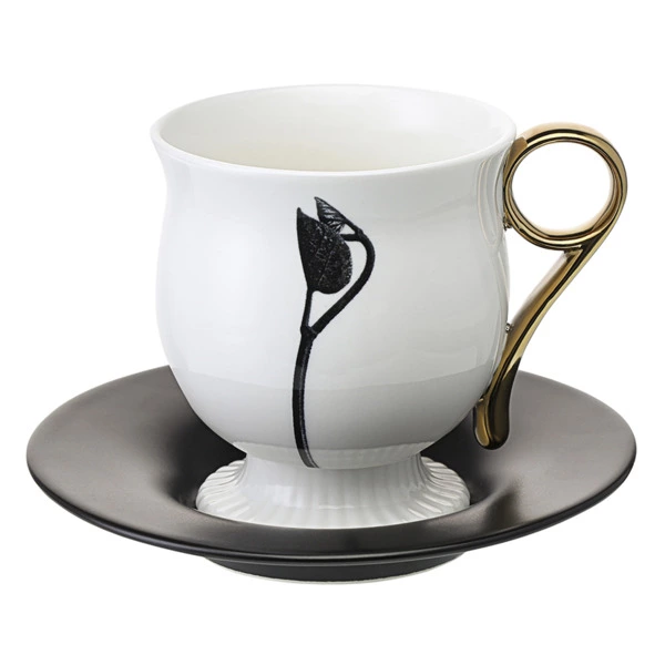 Чайная пара Liberty Jones Herbaria #2, 150 мл, фарфор, черно-белая