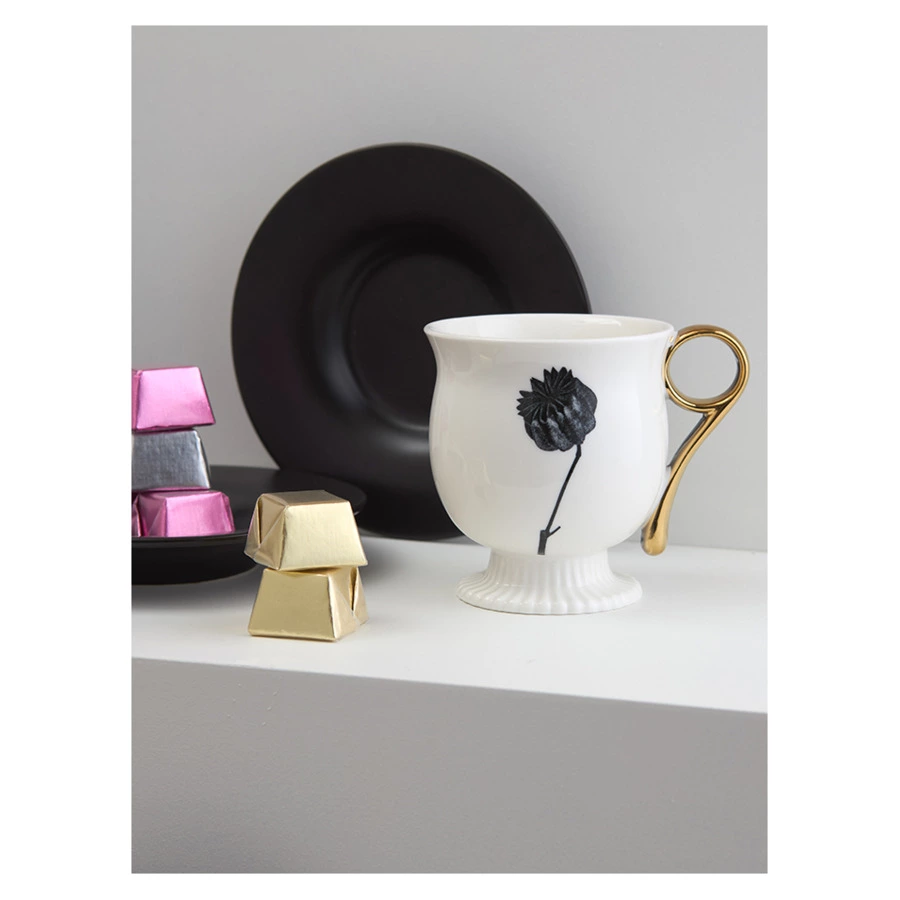 Чайная пара Liberty Jones Herbaria #3, 150 мл, фарфор, черно-белая