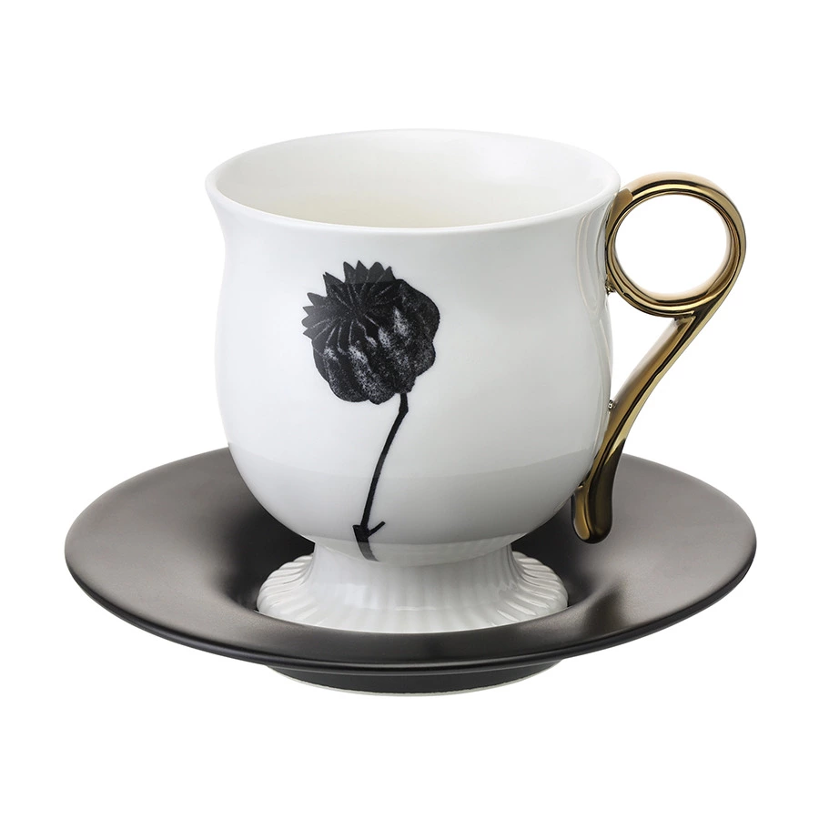 Чайная пара Liberty Jones Herbaria #3, 150 мл, фарфор, черно-белая