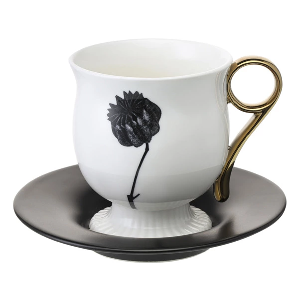 Чайная пара Liberty Jones Herbaria #3, 150 мл, фарфор, черно-белая