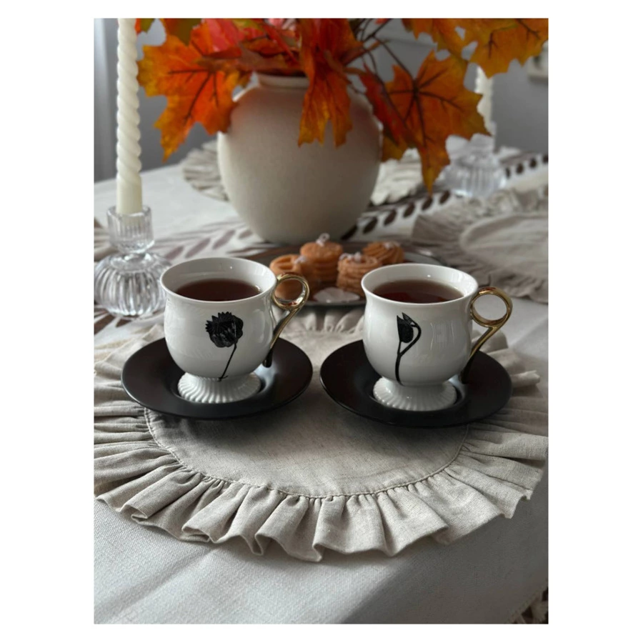 Чайная пара Liberty Jones Herbaria #3, 150 мл, фарфор, черно-белая