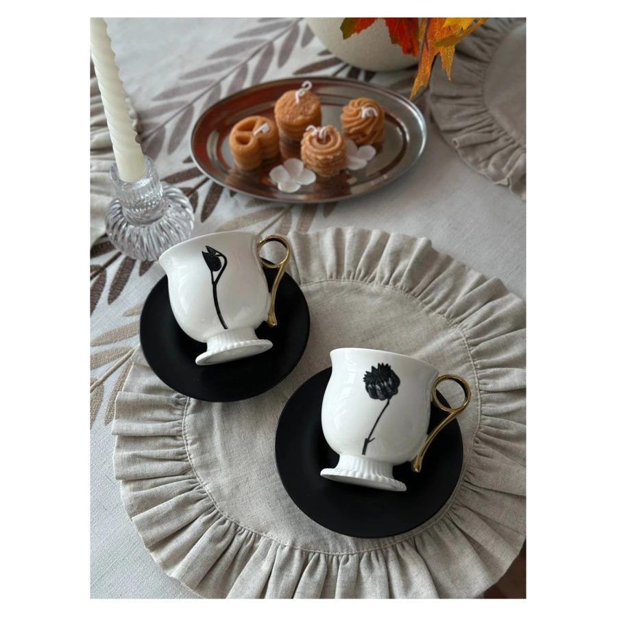 Чайная пара Liberty Jones Herbaria #3, 150 мл, фарфор, черно-белая