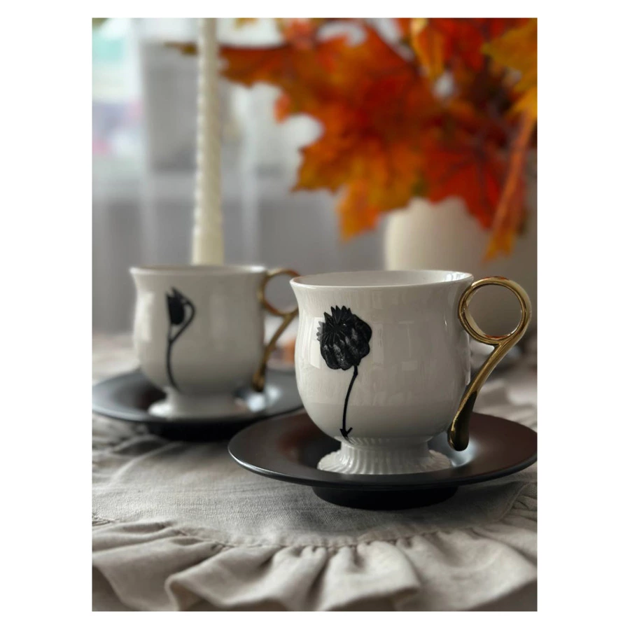 Чайная пара Liberty Jones Herbaria #3, 150 мл, фарфор, черно-белая