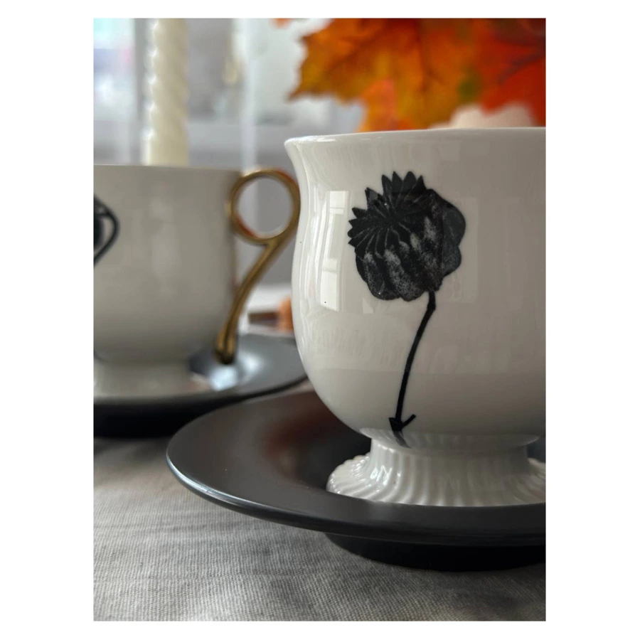 Чайная пара Liberty Jones Herbaria #3, 150 мл, фарфор, черно-белая