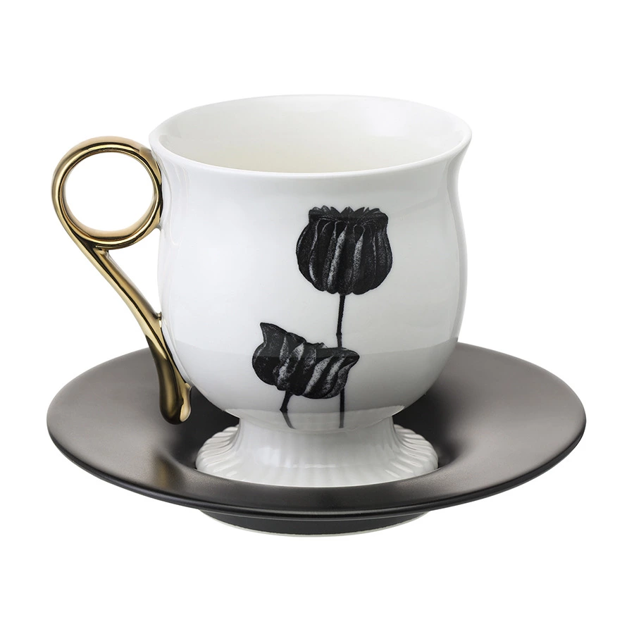 Чайная пара Liberty Jones Herbaria #3, 150 мл, фарфор, черно-белая