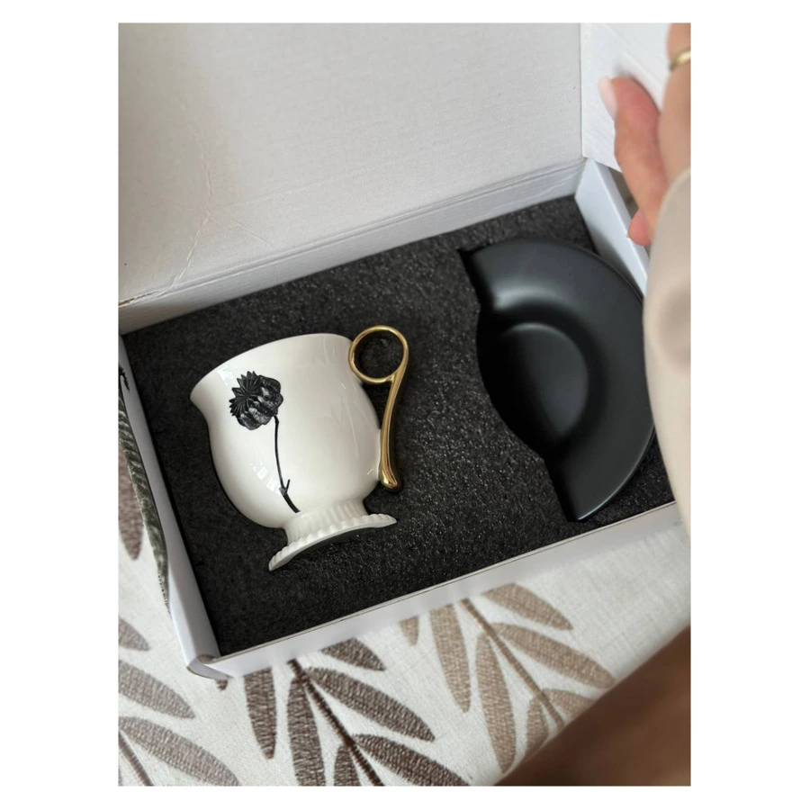 Чайная пара Liberty Jones Herbaria #3, 150 мл, фарфор, черно-белая