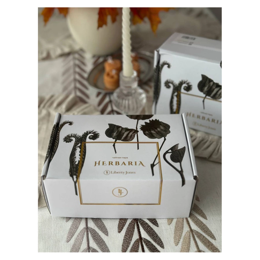 Чайная пара Liberty Jones Herbaria #3, 150 мл, фарфор, черно-белая