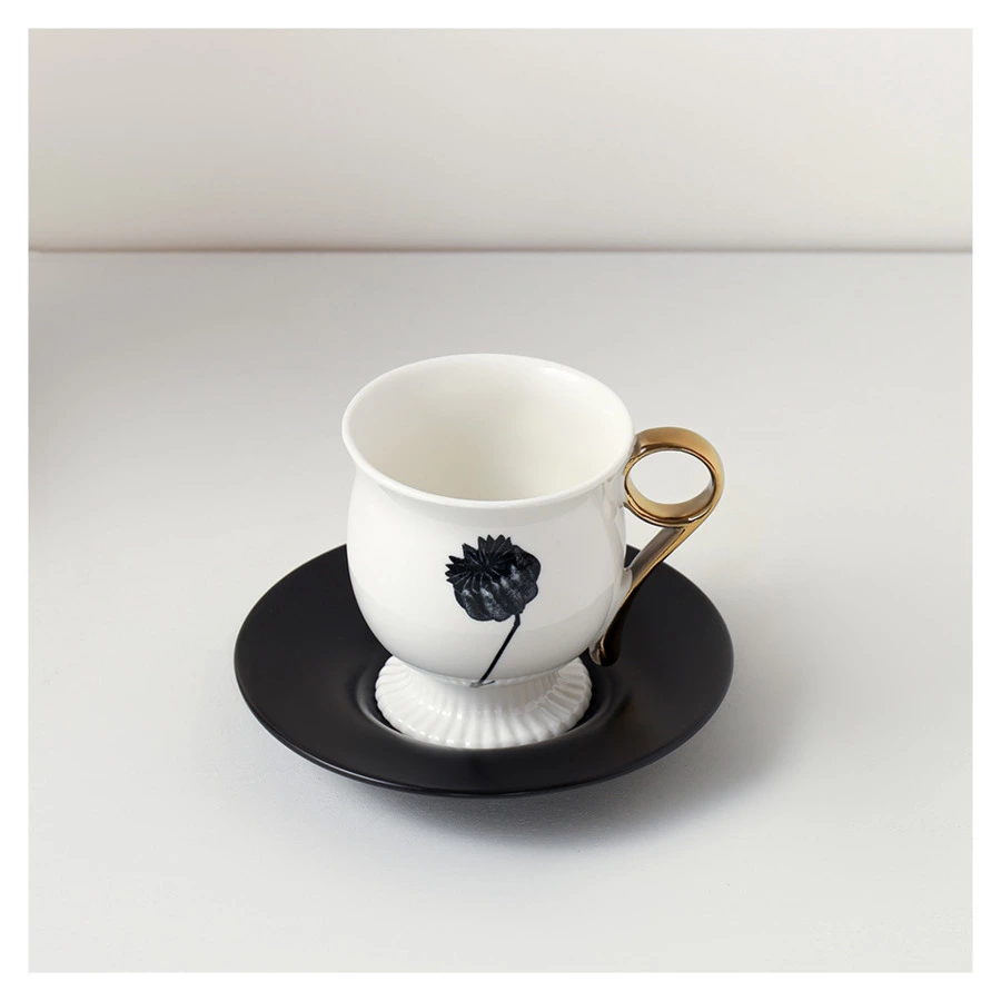 Чайная пара Liberty Jones Herbaria #3, 150 мл, фарфор, черно-белая