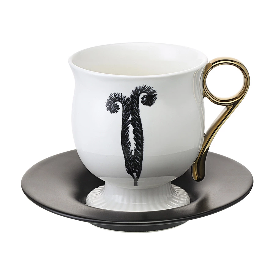 Чайная пара Liberty Jones Herbaria #4, 150 мл, фарфор, черно-белая