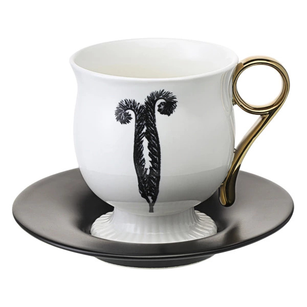 Чайная пара Liberty Jones Herbaria #4, 150 мл, фарфор, черно-белая