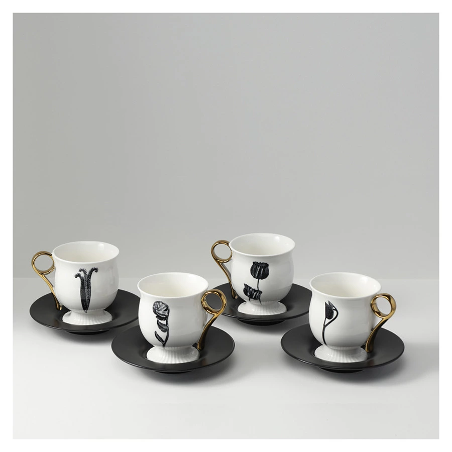 Чайная пара Liberty Jones Herbaria #4, 150 мл, фарфор, черно-белая