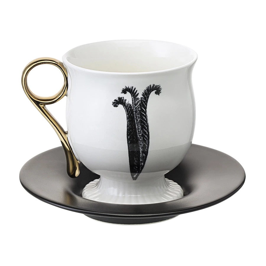 Чайная пара Liberty Jones Herbaria #4, 150 мл, фарфор, черно-белая