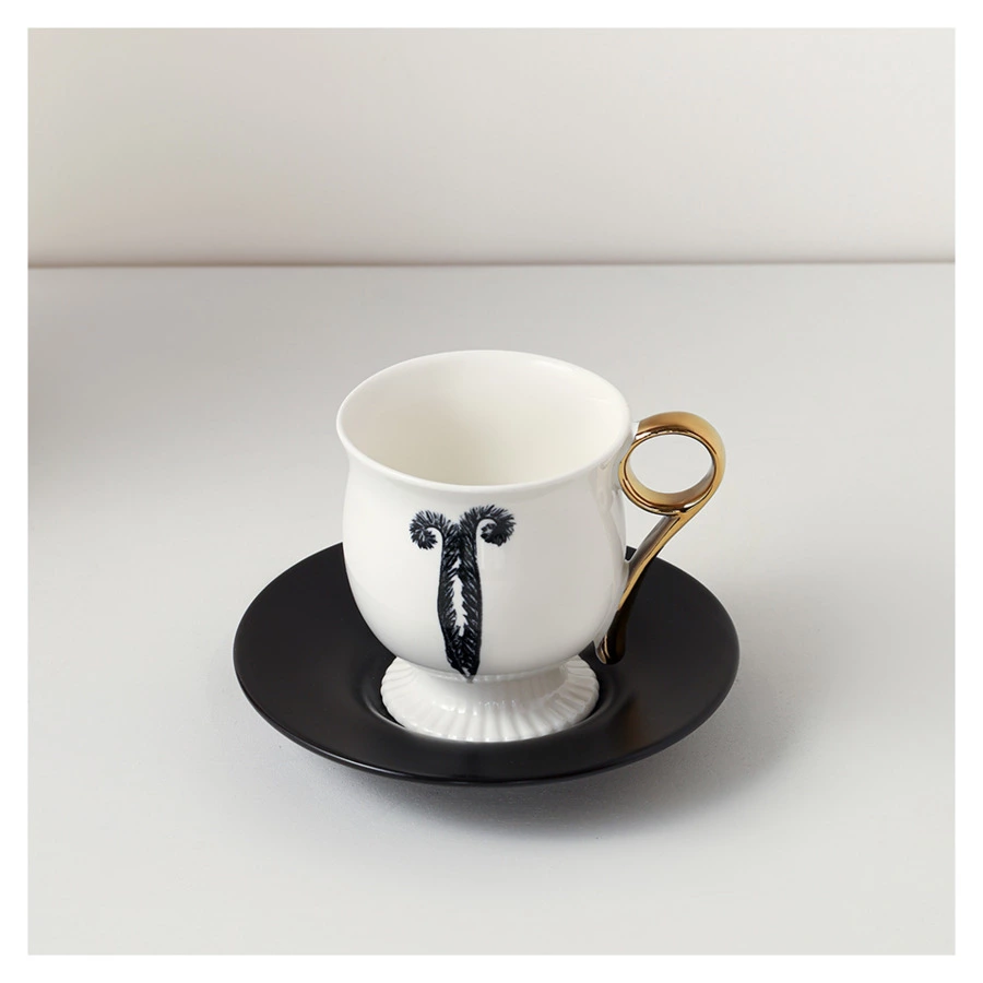 Чайная пара Liberty Jones Herbaria #4, 150 мл, фарфор, черно-белая